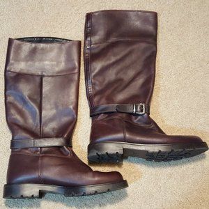 La Canadienne Brown Leather Lug Sole Knee-High Boots Size 10